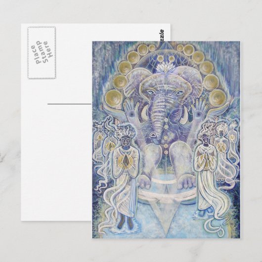 Ganesha Wealth Blessing Briefkaart (Voorkant / Achterkant)