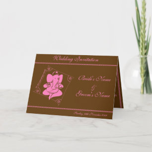 Ganesha Wedding Invitation Chocolate Pink