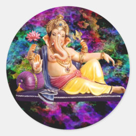 Ganesha Wenskaarten, Stickers, Briefkaarten Ronde Sticker