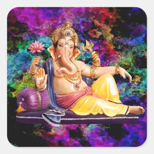 Ganesha Wenskaarten, Stickers, Briefkaarten Vierkante Sticker (Voorkant)