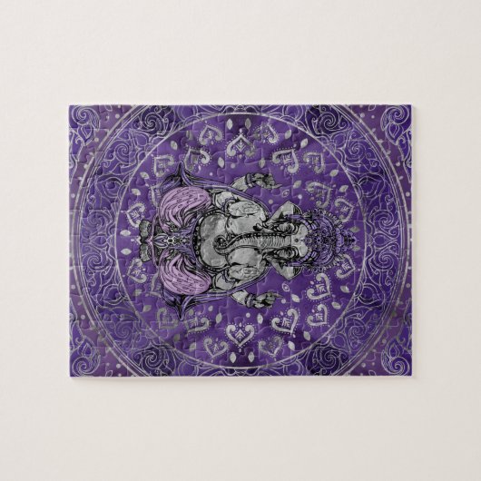 Ganesha - zilver en puren legpuzzel (Horizontaal)