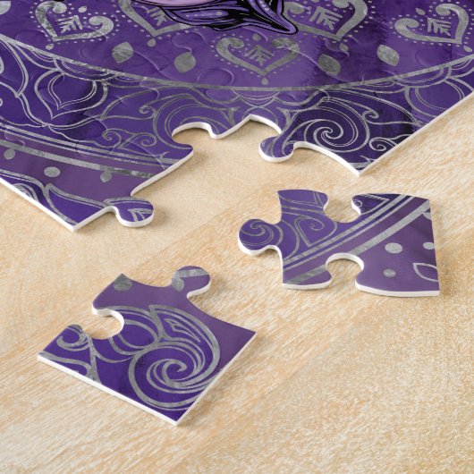 Ganesha - zilver en puren legpuzzel (Zijkant)