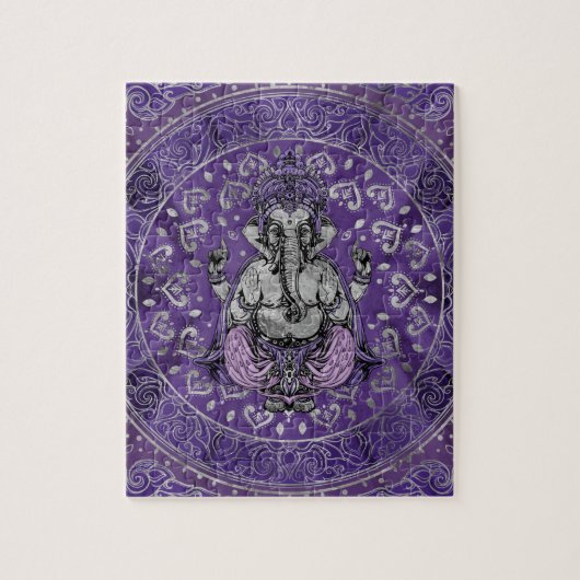 Ganesha - zilver en puren legpuzzel (Verticaal)