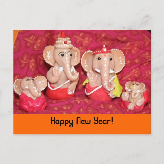 Ganeshas, Gelukkig Nieuwjaar! Feestdagenkaart (Voorkant)