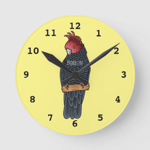 Gang bende cockatoo vogel cartoon illustratie ronde klok