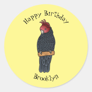 Gang bende cockatoo vogel cartoon illustratie ronde sticker