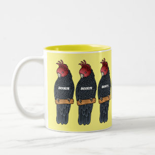 Gang bende cockatoo vogel cartoon illustratie tweekleurige koffiemok