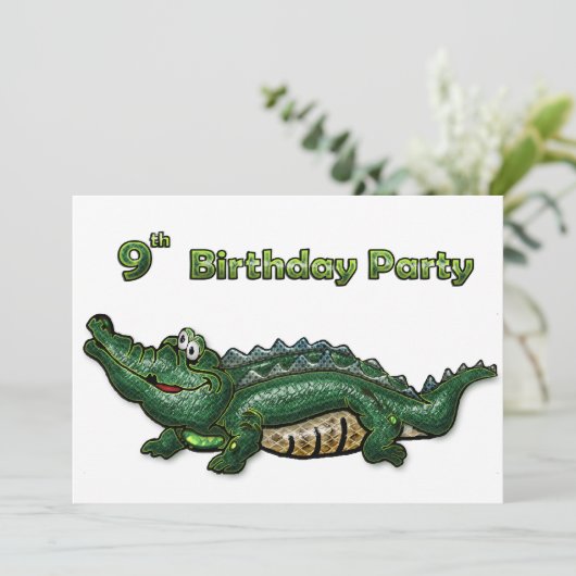 Gang Green Gator 9th Birthday Kaart (Staand voorkant)