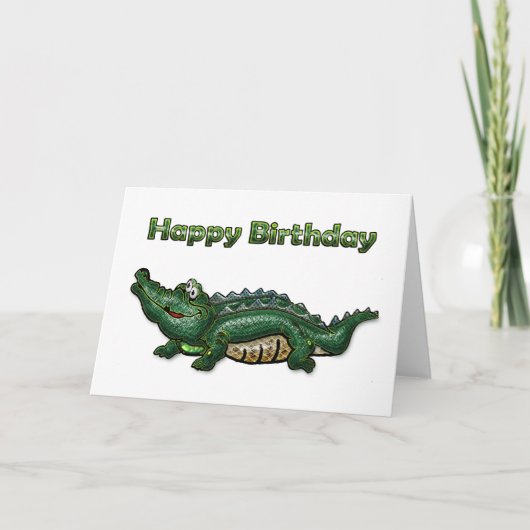 Gang Green Gator Happy Birthday Kaart (Voorkant)