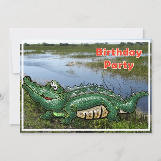 Gang Green Gator in Glades Birthday Invitation Kaart (Voorkant)