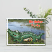 Gang Green Gator in Glades Birthday Invitation Kaart (Staand voorkant)