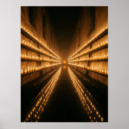Gang met kaarslicht Eindeloos lichtpad Poster