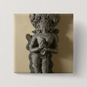 Ganga, godin die de heilige Ga van de rivier perso Vierkante Button 5,1 Cm