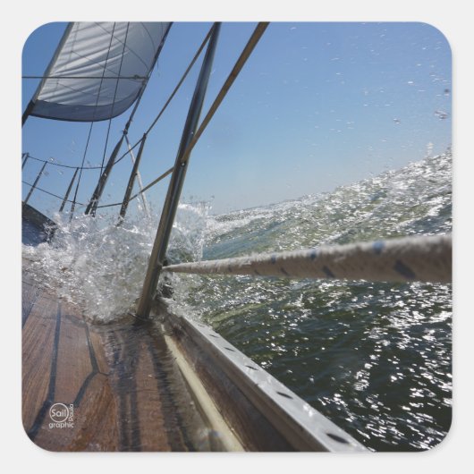 Gangboord onder water, actie. vierkante sticker (Voorkant)