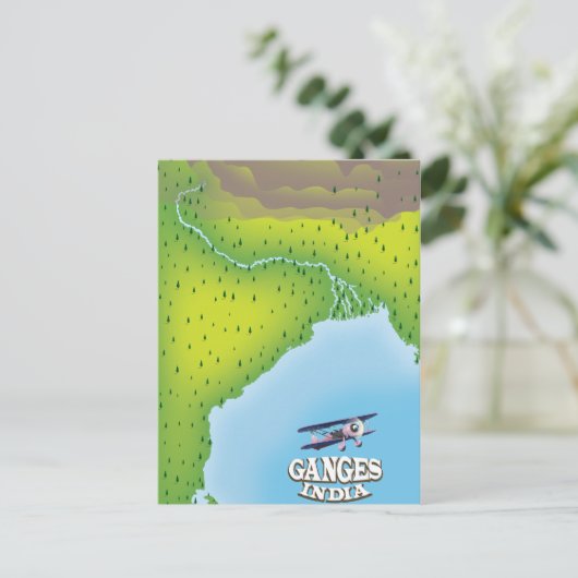 Ganges India kaart reisposter (Staand voorkant)