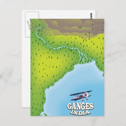 Ganges India kaart reisposter (Voorkant / Achterkant)
