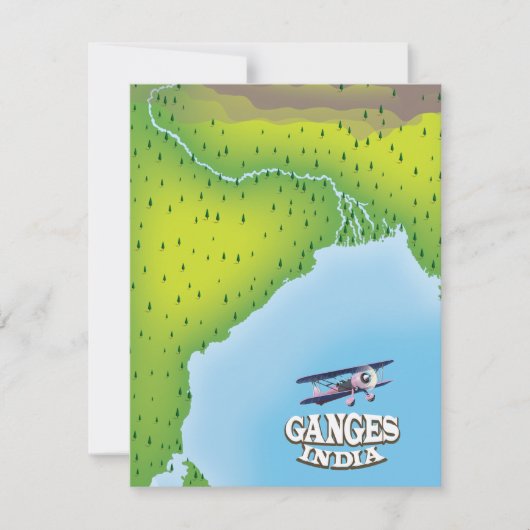 Ganges India kaart reisposter (Voorkant)