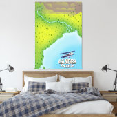 Ganges India kaart reisposter Canvas Afdruk (Insitu (Slaapkamer))