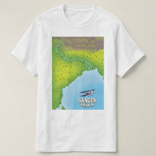 Ganges India kaart reisposter T-shirt