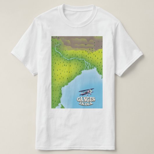 Ganges India kaart reisposter T-shirt (Design voorkant)