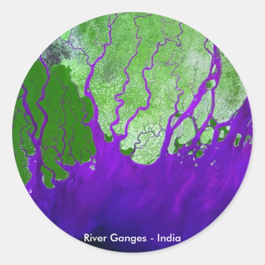 Ganges River Delta Satelliet Afbeelding - Nederlan Ronde Sticker (Voorkant)