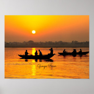 Ganges River, foto van het picturesque landschap Poster