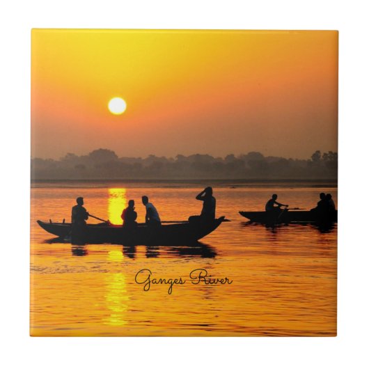 Ganges rivier, schilderachtige landschapsfoto, tegeltje (Voorkant)