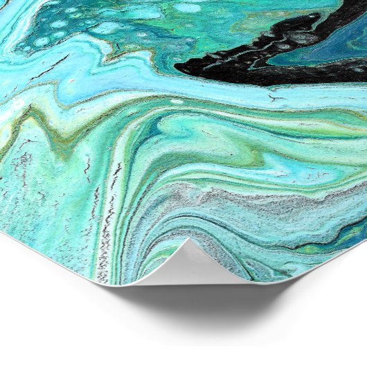 Gangs Back 1 Rustgevende Blauw Groen Abstract Post Poster (Hoek)