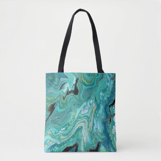 Gangs Back 1 Rustgevende Blauw Groene Abstracte Ca Tote Bag (Voorkant)