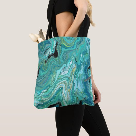 Gangs Back 1 Rustgevende Blauw Groene Abstracte Ca Tote Bag (Dichtbij)