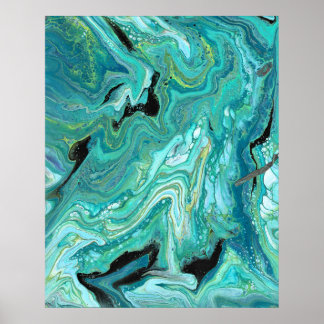 Gangs Back 1 Vloeibare Groene Abstracte Print