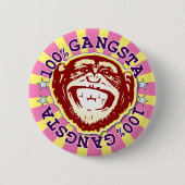 Gangsta 100% Funny Monkey Badge Ronde Button 5,7 Cm (Voorkant)