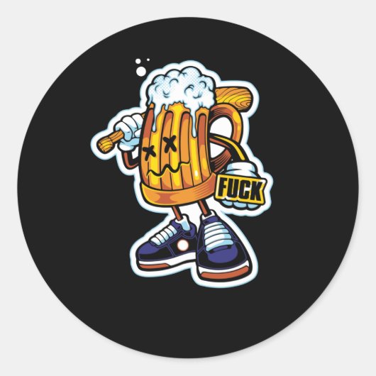 Gangsta Beer Ronde Sticker (Voorkant)
