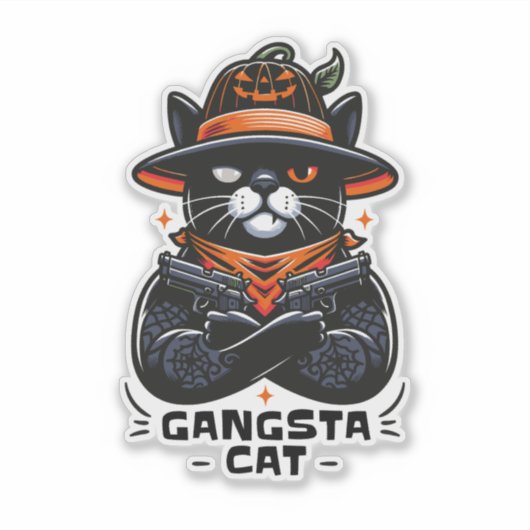 GANGSTA CAT HALLOWEEN STICKER (Voorkant)