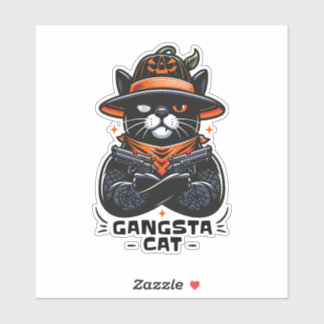 GANGSTA CAT HALLOWEEN STICKER