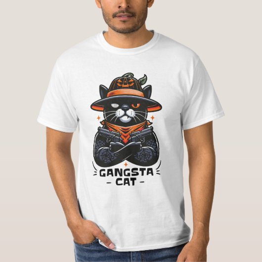 GANGSTA CAT HALLOWEEN T-SHIRT (Voorkant)