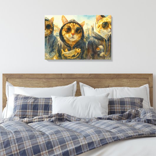 Gangsta Cats Canvas Afdruk (Insitu (Slaapkamer))