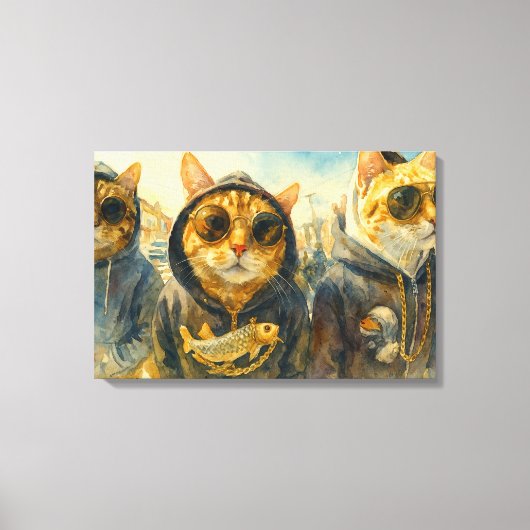 Gangsta Cats Canvas Afdruk (Voorkant)