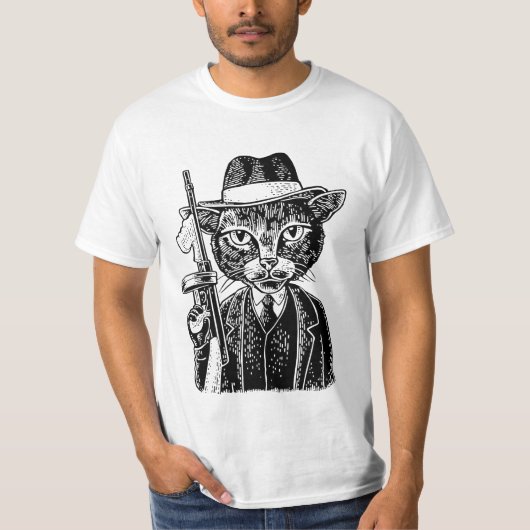 Gangsta-kattenpistool T-shirt (Voorkant)