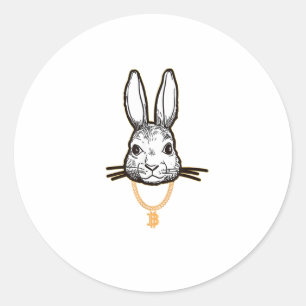 Gangsta Konijn Bitcoin TShirt Crypto Coin Mi Ronde Sticker