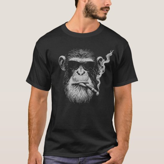 gangsta monkey with black glasses and cigar t-shirt (Voorkant)