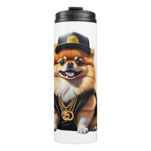 Gangsta Pomeranian - Hip Hop Dog Swag Thermosbeker (Voorkant)