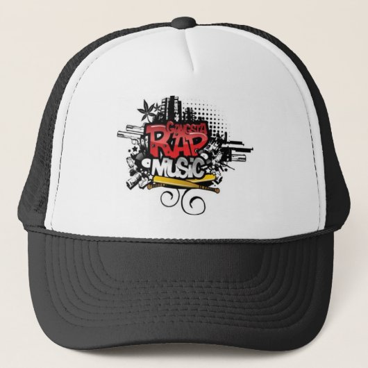 GANGSTA RAP MUSIC - Kappe Cap Mütze Basecap Caps Trucker Pet (Voorkant)