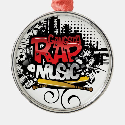 Gangsta Rap Music Metalen Ornament (Voorkant)