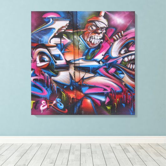Gangsta-rapper stedelijke graffiti Straatkunst Canvas Afdruk (Insitu (Houten vloer))