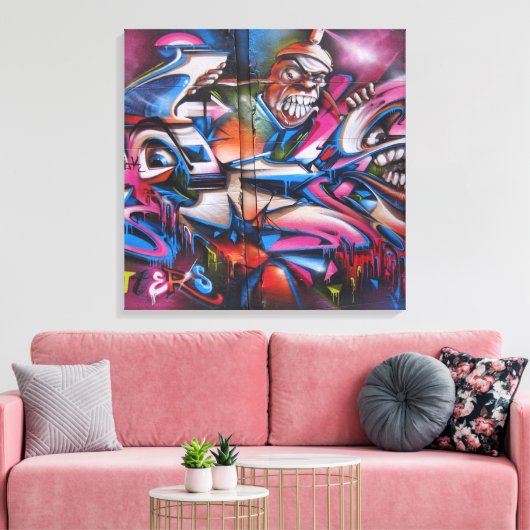 Gangsta-rapper stedelijke graffiti Straatkunst Canvas Afdruk (Insitu (Woonkamer))