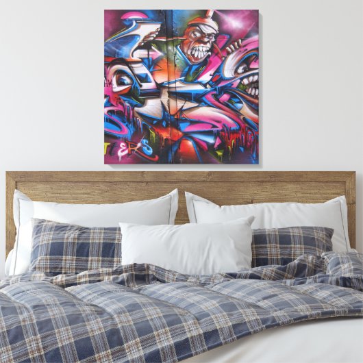 Gangsta-rapper stedelijke graffiti Straatkunst Canvas Afdruk (Insitu (Slaapkamer))