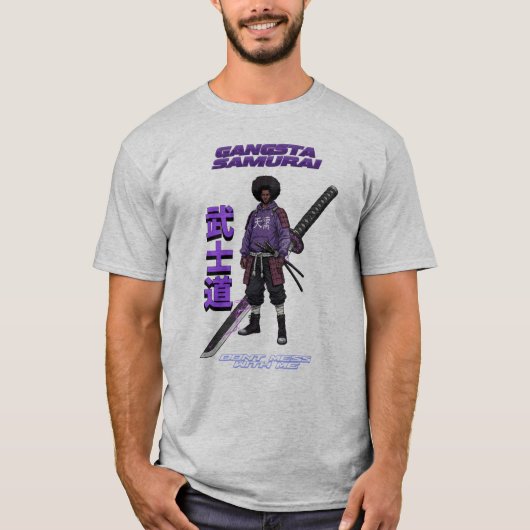 Gangsta Samurai - Afro Street Fighter Anime Manga T-shirt (Voorkant)
