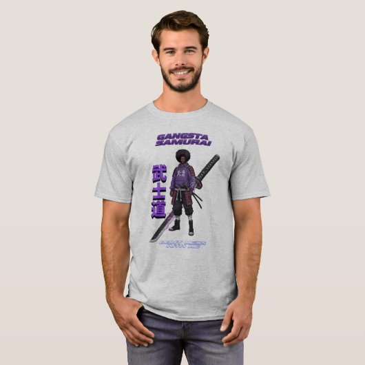 Gangsta Samurai - Afro Street Fighter Anime Manga T-shirt (Voorkant volledig)
