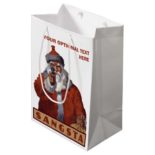 Gangsta Santa aangepaste geschenktas Medium Cadeauzakje (Voorkant Gekanteld)